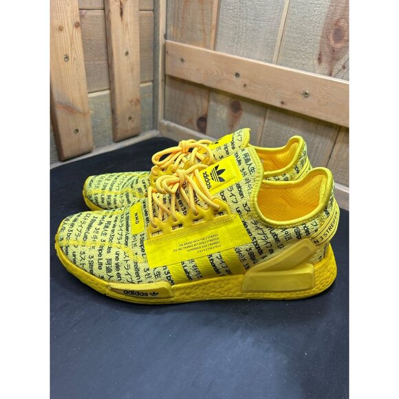 Adidas NMD_R1 V2 All Over Print Yellow Sneakers Size 12 Mens Athletic Shoes - Picture 6 of 12